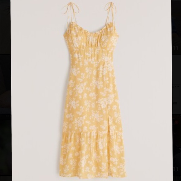 Abercrombie & Fitch Dresses & Skirts - Abercrombie & Fitch FLORAL Tie-Strap Ruched Midi Dress